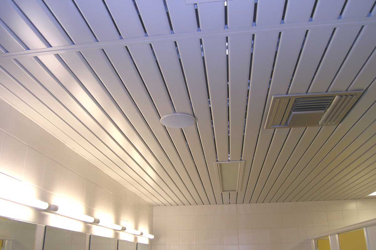 Linear aluminum strip ceiling